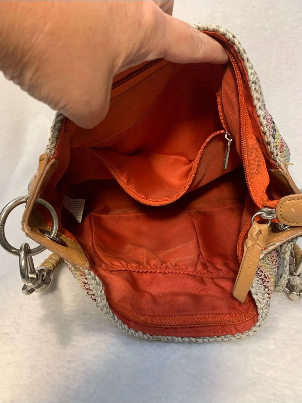 The Sak Multicolor Crochet Shoulder Bag with Braided Leather Handle